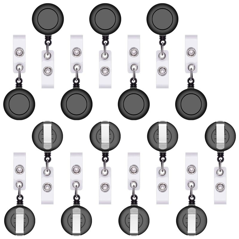 Petutu Retractable Id Name Badge Holder, Reel Clip Retractable 15 Pack, Black - Image 1